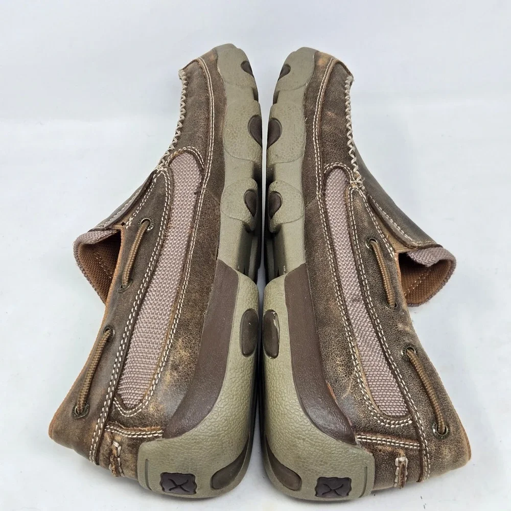 Twisted X Mens Driving Moc Brown Leather Slip On Loafers MDMS002 Size 10 M